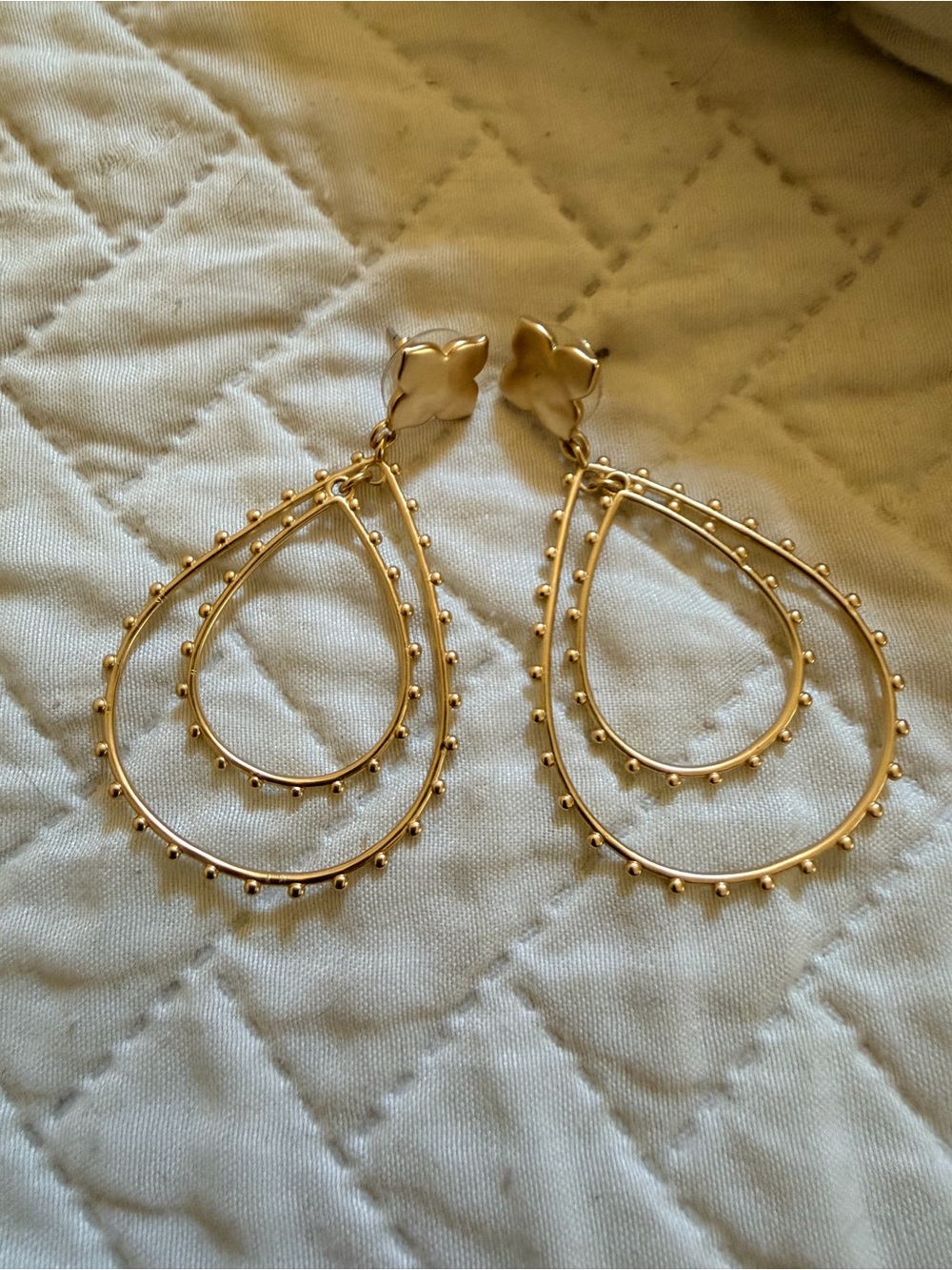 Spartina 449 Gold Teardrop Double Hoop Earrings